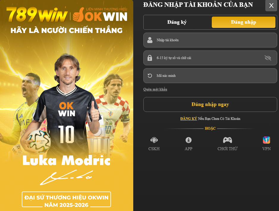 Giao diện đăng nhập 789Win